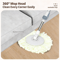 Serpillère rotative à double entraînement avec tête en microfibre et manche télescopique en acier inoxydable, ensemble serpillère et seau pour nettoyage des sols