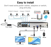 Kit NVR IP POE 8 canaux 4MP avec objectif Starlight, P2P couleur, double éclairage IR intelligent, micro intégré, système de caméra de sécurité réseau pour la maison