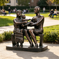 Sculpture de Famille de Trois Personnes en Résine Faite à la Main, Statue de Banc, OEM ODM, Taille et Couleur Personnalisées, Figurine 3D, Décoration pour la Maison, le Bureau, le Jardin, l'Exposition