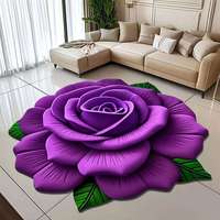 Tapis de sol rectangulaire moderne en velours cristal à motif floral abstrait 3D créatif transfrontalier, antidérapant pour salon et maison
