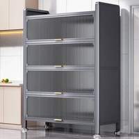 Étagère à vaisselle modulaire en métal réglable, facile à nettoyer, grise, avec rangement de type tiroir pour les armoires de cuisine, le garde-manger, le buffet