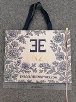 Recycled Paperboard Luxury Boutique Store Small Shopping Paper Bag Gift Gold Hot Stamping Embossing Ribbon Handle Closure