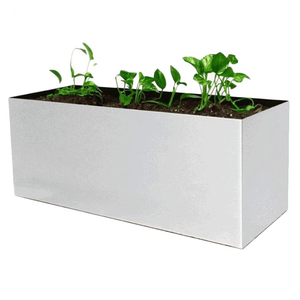 Grande <span class=keywords><strong>jardinière</strong></span> rectangulaire moderne <span class=keywords><strong>en</strong></span> <span class=keywords><strong>aluminium</strong></span> enduit de poudre noire - Product Image 2