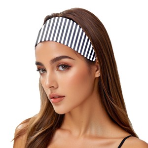 Europese Amerikaanse Mode Dames Brede Hoofdband Gestreepte Print Haarband Voor Fitness Yoga Met Groothandel Knoop Haarbanden - Product Image 5