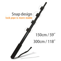 Snap 59 pouces 118 pouces en alliage d'aluminium télescopique monopode Long Selfie Stick pour GoPro extérieur pli supplémentaire