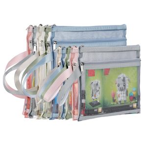 Rõ ràng Pouch màu double-layer lưới dây kéo Pouch túi nylon khối xây dựng Bộ đồ chơi lưu trữ & tổ chức túi với xử lý - Product Image 1