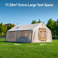 17.28 ㎡   Tente de camping gonflable automatique avec auvent pour 6 à 8 personnes, imperméable, luxe, familiale, pour pique-nique en plein air, glamping