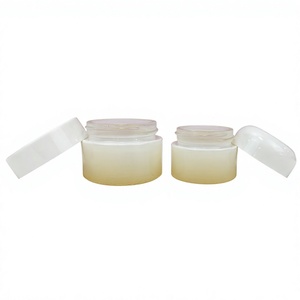 Pots cosmétiques en verre dégradé mat de luxe en gros, 5g-250g, pots d'emballage givrés pour soins de la peau avec couvercles en grain de bois et mats - Product Image 6