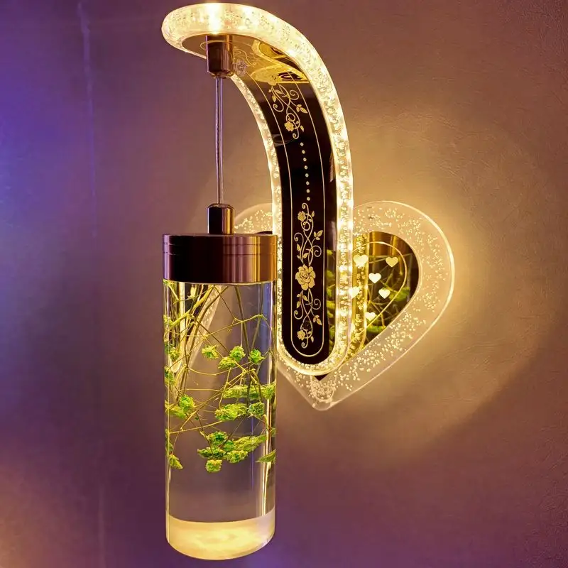 Lámpara de pared led de cristal para interior, luz decorativa de estilo moderno para sala de estar, dormitorio, flor creativa