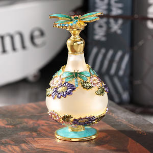 Nouvelle vente directe d'usine, flacon vide en verre plat émaillé en relief, tournesol, libellule, 25 ml, huile essentielle, parfum, gourde - Product Image 3