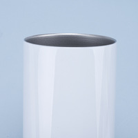 Gobelets fins à double paroi de 20 oz, blancs pour sublimation, mugs en acier inoxydable avec paille et fond en caoutchouc