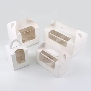 中国工厂定制便宜的纸杯蛋糕包装盒糕点松饼纸包装盒带窗口和手柄