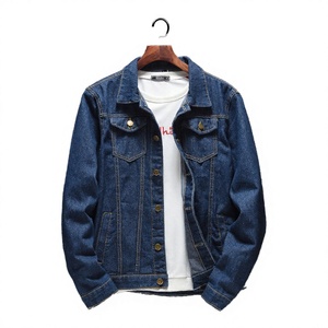New Autumn Casual Blue Men's Single-Breasted Slim-Fit <b>Denim</b> <b>Coat</b> Solid Color Motorcycle Jeans - Product Image 4