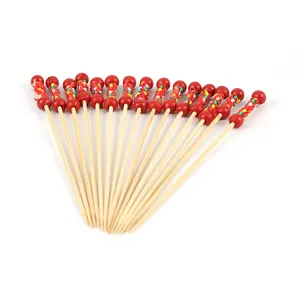 Hot Products Cocktail Picks Heart Bamboo Fruit Picks With Top Selling