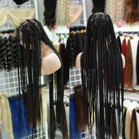 Perruque Complète en Dentelle Sans Colle Tressée en Cheveux Synthétiques Fibre Haute Température de Vendeur pour Femmes Noires