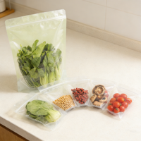 Sachet Ziplock Autoportant en PLA de Qualité Alimentaire YSH avec Impression Gravure, Emballage Transparent pour Légumes, Aliments et Collations