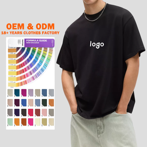 เสื้อยืดคัสตอมพลัสไซส์ทรงหลวมไหล่ตก ผ้าหนา 100% คอตตอน น้ำหนักมาก รับผลิตแบบ OEM เสื้อยืดโอเวอร์ไซส์ทรงบ็อกซี่ - Product Image 1