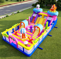 Château Gonflable Extérieur Écologique en PVC avec Toboggan et Trampoline, Thème Dessin Animé, Coloré, Idéal pour les Fêtes, Capacité 1000 Personnes
