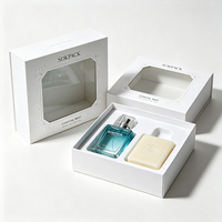 Boîte cadeau rigide en papier magnétique de luxe personnalisée avec fenêtre transparente, boîte d'emballage pour coffret cadeau de parfum, savon, cosmétiques, coffret cadeau pour spa