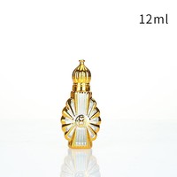 Bouteilles d'huile essentielle en verre doré de 8 ml, 10 ml, 12 ml avec applicateur à bille et autocollant, flacon vide pour parfum Attar arabe