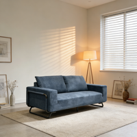 Marineblau Langlebiges Stoffbezogenes Komprimiertes Sofa Vakuumverpackt Konvertierbarer Metallrahmen Modern Minimalistisch Schule