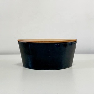 Portavelas <span class=keywords><strong>Extra</strong></span> <span class=keywords><strong>Grandes</strong></span> de Alta Calidad, Portavelas Negros Mate con Tapas de Madera - Product Image 5