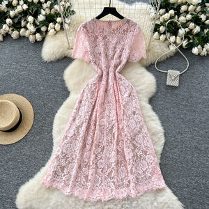 Vestidos Elegantes para Mujer, Vestido de Encaje con Cuello Redondo y Pedrería, Vestido de Fiesta, Cóctel, Evento Formal, Vestido de Fiesta para Socialité - Product Image 2