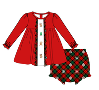 Ensemble de bloomers de Noël pour bébé fille Puresun, tenue de Noël pour filles, bloomers à carreaux flocon de neige, ensemble 2 pièces, vêtements pour enfants boutique