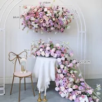 Chemin de table personnalisé en fleurs artificielles violettes pour la décoration de mariage, centre de table pour mariage