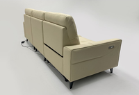 Canapé électrique inclinable trois places en cuir pleine fleur avec port de charge USB et dossier réglable pour salon