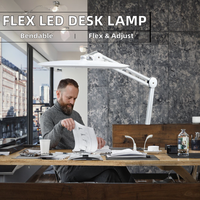 Lampe de bureau LED moderne et flexible, écologique, en aluminium, 24W, lumineuse, avec bras articulé et abat-jour conique réglable, AC, pour bureau, étude et usage domestique