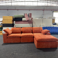 Sofá Modular de Tela Acolchada Naranja para Sala de Estar, Sofá Seccional en Forma de L de 3 Plazas, Suave y Comprimido
