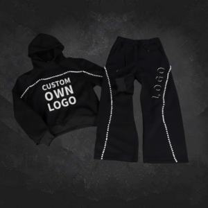 ชุดวอร์มสองชิ้นชุดจ๊อกกิ้งผู้ชายเสื้อสวมหัวแบบหนักและกางเกงวอร์มทรงหลวมออกแบบปักลายได้ตามต้องการ - Product Image 2