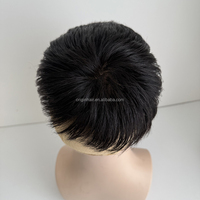 Gaya Rambut Pendek Rambut Manusia India 1C #   Wig Alami Tak Terlihat dengan Basis Sutra, Sistem Penambahan Rambut Realistis untuk Pria