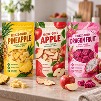 Sachet Doypack Personnalisé Imprimé pour Fruits Lyophilisés, Qualité Alimentaire, Refermable avec Fermeture Éclair et Fenêtre Transparente pour Snacks