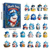 Calendrier de l'Avent Quotidien Requin : Boîte Mystère 24 Pièces – Adorables Ornements Suspendus en Acrylique Requin Dessin Animé – Cadeau Surprise pour les Amateurs d'Animaux Marins