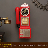 Hiasan dinding, ornamen Resin telepon Retro merah kreatif untuk dekorasi dinding seni rumah