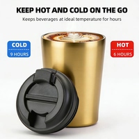 Vente en gros de gobelets à café en acier inoxydable de 8 oz (350 ml) et 12 oz (500 ml), avec logo personnalisé, gobelet isotherme anti-fuite de 12 oz pour les voyages