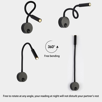 Lampes de lecture de tête de lit LED de style moderne 3W serpent col de cygne corps en aluminium en laiton angle réglable chevet pour hôtels chambres à coucher
