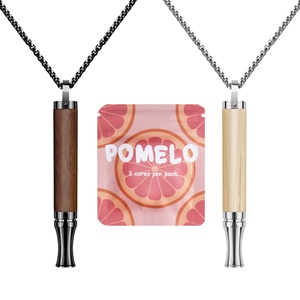 Inhalateur d'aromathérapie en acier inoxydable et bois, parfum citron, pour soulager les nausées, aide à arrêter de fumer, collier pour adulte - Product Image 1
