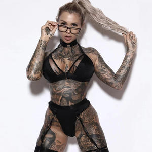 Ensemble de lingerie sexy à col halter, couleur unie, push-up, nouveau style, ensemble de sous-vêtements pour femmes en 3 pièces - Product Image 5