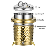 Soupière de luxe en acier inoxydable martelé doré AIRUISI 11L pour hôtels, restaurants, buffets et traiteurs (Conteneur de stockage alimentaire)