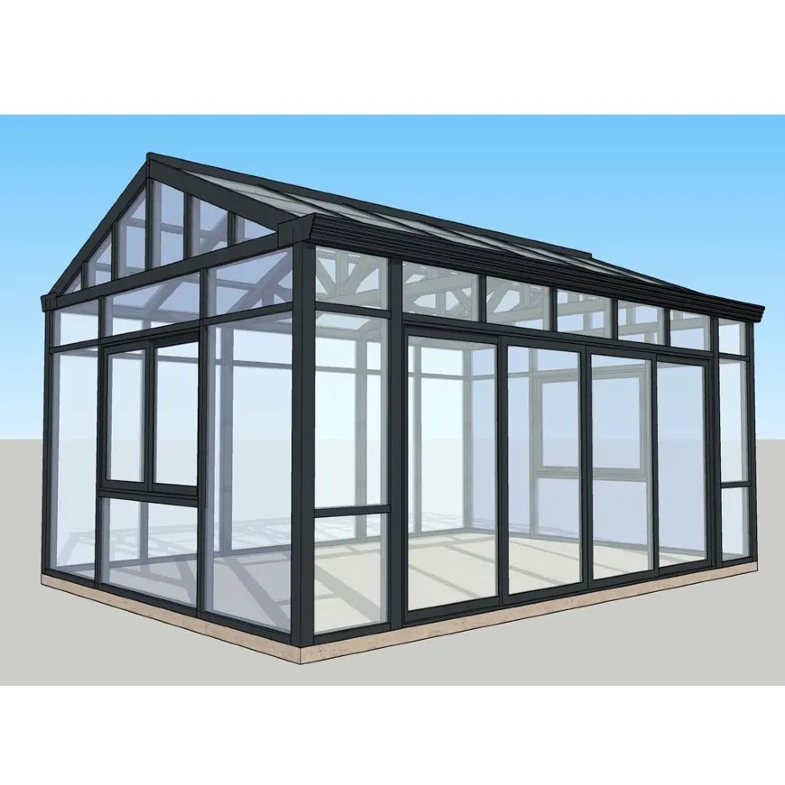 उच्च सुरक्षा गर्मी इन्सुलेशन हवा प्रतिरोधी सूरज कमरे मुक्त खड़े सर्दियों के बगीचे लकड़ी के कांच के घर