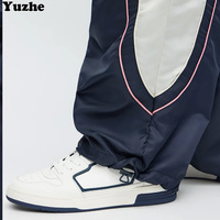 Pantalon de jogging streetwear à jambes larges en nylon avec empiècements, pantalon de survêtement pour homme, taille élastique, pantalon coupe-vent empilé pour homme
