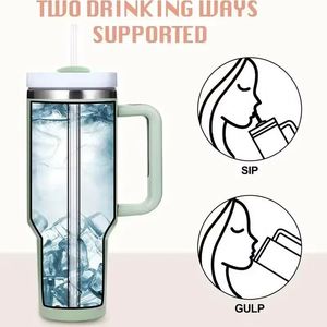 Stainless Steel Tumbler <b>with</b> Handle 1200ml Vacuum Insulated Travel Mug <b>With</b> <b>Straw</b> Multiple Colors Available - Product Image 6