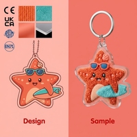 Porte-clés personnalisé en plastique étoile de mer, planche de surf, lunettes de soleil, breloque de sac en fourrure chenille et acrylique, luxe personnalisé pour l'été