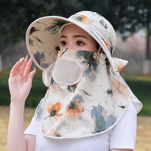 Sombrero de pescador para mujer con protección facial UV, transpirable, con cubrecuello, para trabajo al aire libre, recolección de té, ciclismo, primavera y verano - Product Image 3