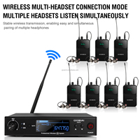 Système d'émetteur compact professionnel UHF 6 canaux Gooermi EM200 - Microphones intra-auriculaires sans fil mono IEM