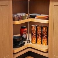 Diseño Moderno de Gabinetes de Cocina de Madera Maciza y Metal con Almacenamiento Lazy Susan, Impermeables y Ecológicos para Cocina