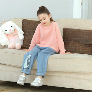 Hot Sale Warm Winter Herbst Design Plain Farbe Kinder Basic Kleidung Rundhals ausschnitt Pullover für Mädchen Weihnachten Kid Strick pullover - Product Image 3